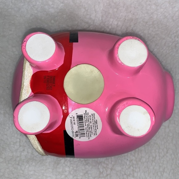 Target Piggy bank 8.5" pink 2010 Christmas pig with lashes Santa's hat and skirt - Picture 6 of 12